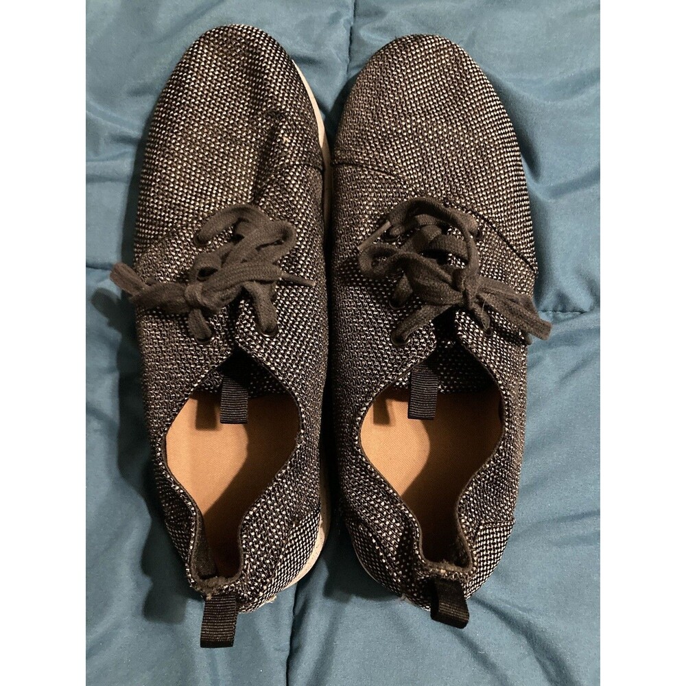 Toms Shoes Men's Size 10 Black White Sneaker Lace Up Casual Fabric - Picture 11 of 11